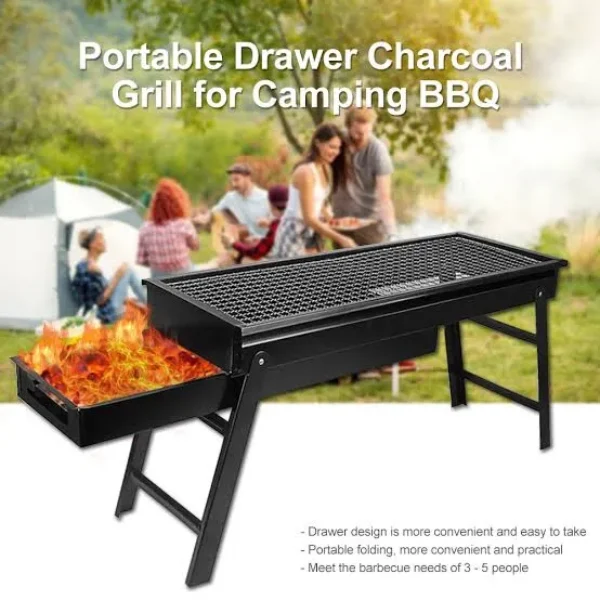 CHARCOAL BBQ GRILL WITH DRAWER FOR BOTH INDOOR/OUTDOOR USE